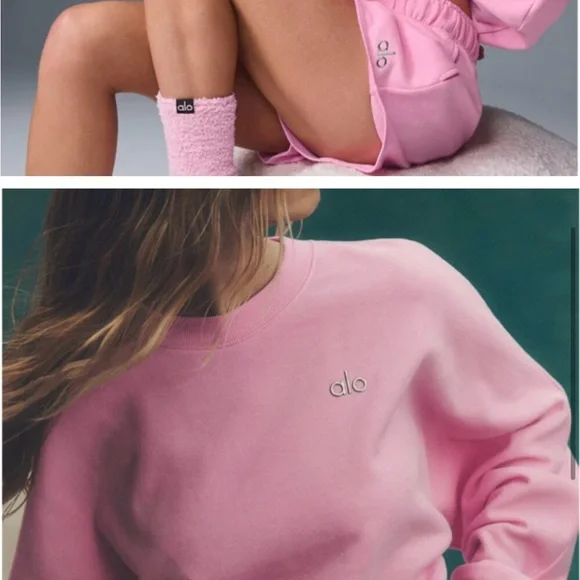 Alo Sweet Pink cropped Sweatshirt NWT - Picture 3 of 3